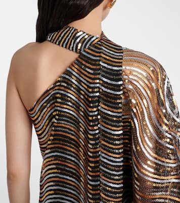 One-Shoulder-Robe Glaum mit Pailletten | Taller Marmo