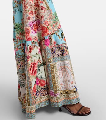 Embellished floral cotton poplin maxi skirt | Camilla