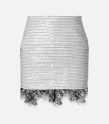 Lace-trimmed sequined cotton miniskirt | Jacques Wei