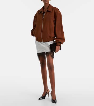 Lace-trimmed sequined cotton miniskirt | Jacques Wei