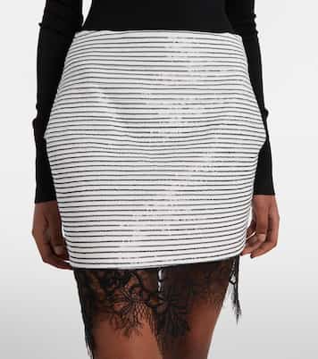 Lace-trimmed sequined cotton miniskirt | Jacques Wei