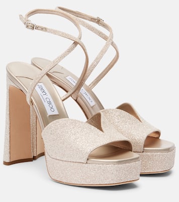 Karli 125 glitter platform sandals | Jimmy Choo