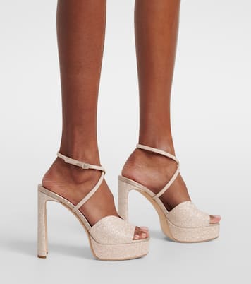 Karli 125 glitter platform sandals | Jimmy Choo