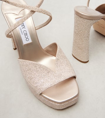 Karli 125 glitter platform sandals | Jimmy Choo