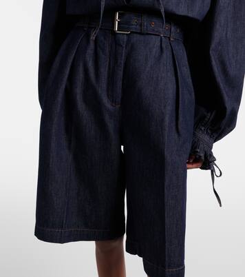 Pleated denim shorts | Dries Van Noten