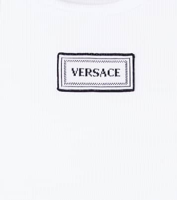Logo ribbed-knit cotton-blend tank top | Versace Kids