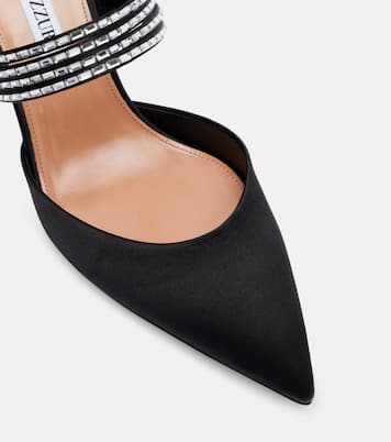 Luce 65 embellished satin mules | Aquazzura