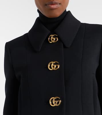 Chaqueta de crepé de lana cropped con GG | Gucci