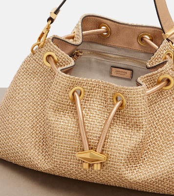 Cinch Small raffia-effect tote bag | Jimmy Choo