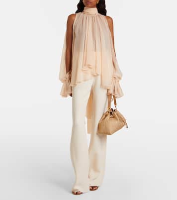 Cinch Small raffia-effect tote bag | Jimmy Choo