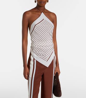 Marais striped halterneck silk top | SIR