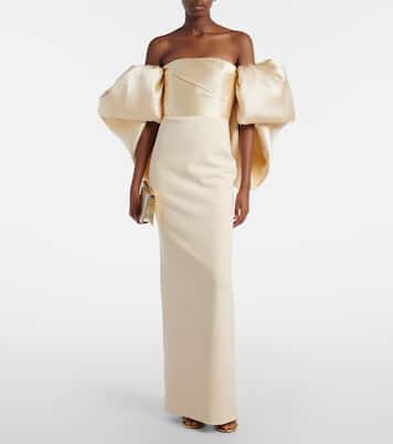 Floris strapless satin and crêpe gown | Solace London