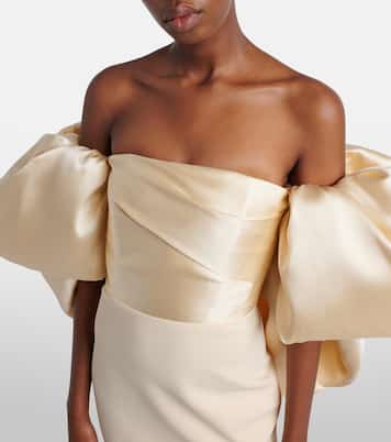Floris strapless satin and crêpe gown | Solace London
