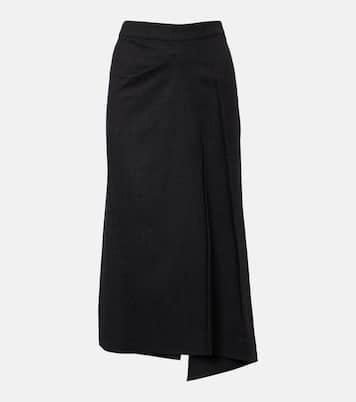 Falda midi de lana virgen drapeada | Victoria Beckham