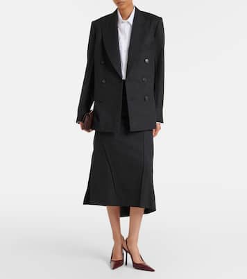 Falda midi de lana virgen drapeada | Victoria Beckham