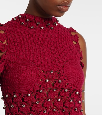 Embellished crochet cotton top | Rabanne