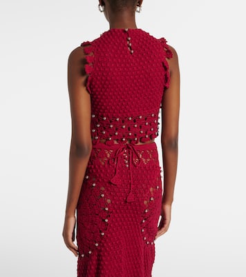 Embellished crochet cotton top | Rabanne