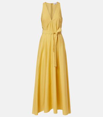Belted cotton-blend maxi dress | Brunello Cucinelli