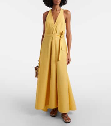 Belted cotton-blend maxi dress | Brunello Cucinelli