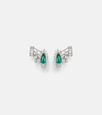 Reign Supreme 18kt yellow and white gold earrings with diamonds and emerald | Yeprem
