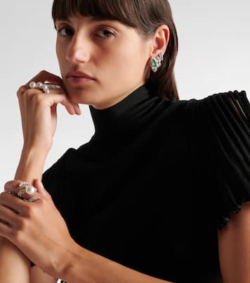 Reign Supreme 18kt yellow and white gold earrings with diamonds and emerald | Yeprem