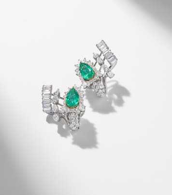 Reign Supreme 18kt yellow and white gold earrings with diamonds and emerald | Yeprem
