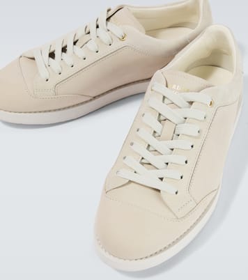 Suede-trimmed leather sneakers | Brunello Cucinelli
