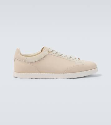 Suede-trimmed leather sneakers | Brunello Cucinelli