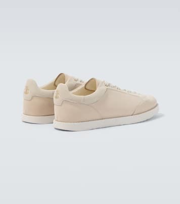 Suede-trimmed leather sneakers | Brunello Cucinelli