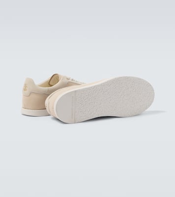 Suede-trimmed leather sneakers | Brunello Cucinelli
