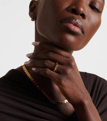 Bague Stepping Stone en or jaune 18 ct et émeraudes | Ileana Makri