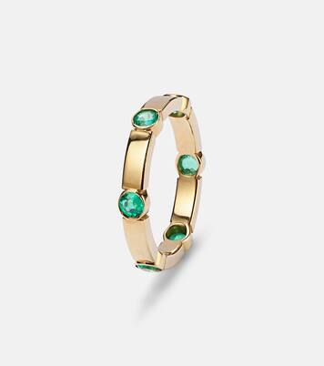 Bague Stepping Stone en or jaune 18 ct et émeraudes | Ileana Makri