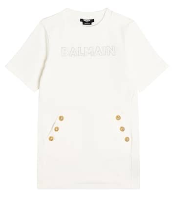 Button-embellished cotton jersey dress | Balmain Kids