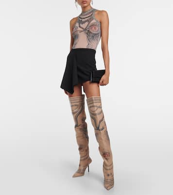 X Jean Paul Gaultier Overknee-Stiefel Tattoo aus Leder | Jimmy Choo