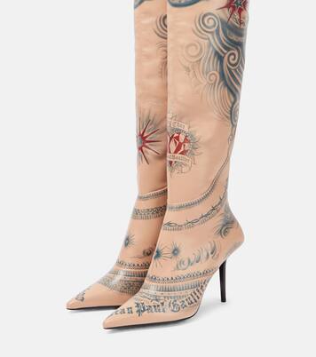 X Jean Paul Gaultier Overknee-Stiefel Tattoo aus Leder | Jimmy Choo