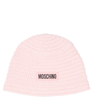 Logo crochet cotton beanie | Moschino Kids