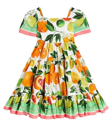 Printed tiered cotton poplin dress | Dolce&Gabbana Kids