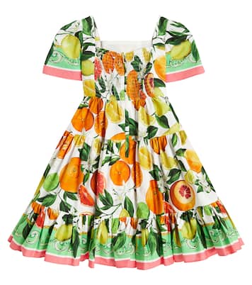 Printed tiered cotton poplin dress | Dolce&Gabbana Kids