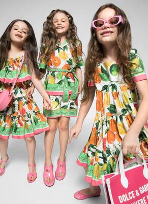 Printed tiered cotton poplin dress | Dolce&Gabbana Kids