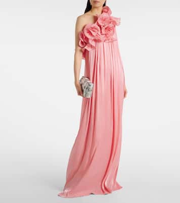 Charmain plissé georgette gown | Costarellos