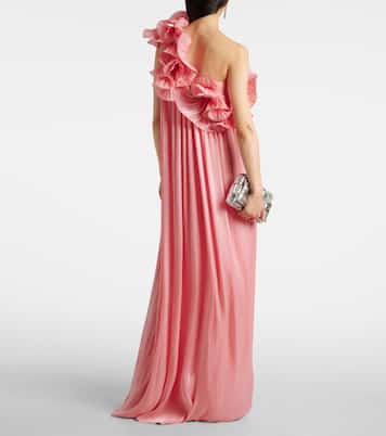 Charmain plissé georgette gown | Costarellos