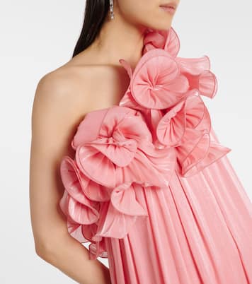 Charmain plissé georgette gown | Costarellos