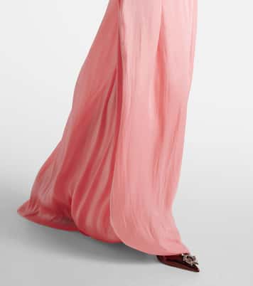 Charmain plissé georgette gown | Costarellos