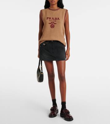 Low-Rise-Minirock aus Denim | Prada