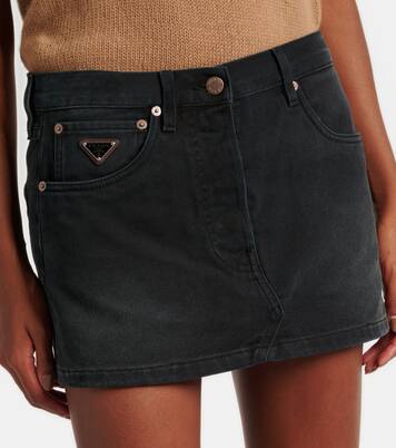 Low-Rise-Minirock aus Denim | Prada
