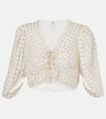 Jacquard silk-blend muslin crop top | Chloé