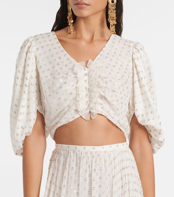 Jacquard silk-blend muslin crop top | Chloé