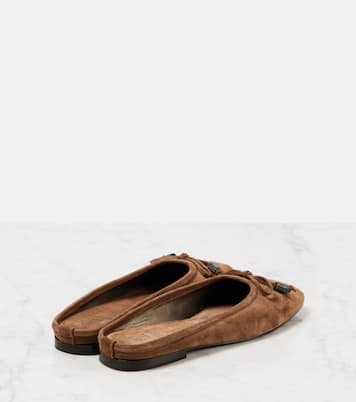 Monili bow-detail suede mules | Brunello Cucinelli