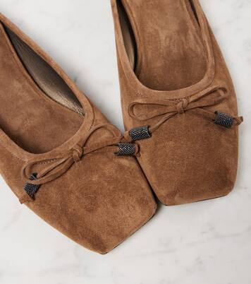 Monili bow-detail suede mules | Brunello Cucinelli