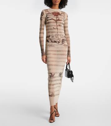 Robe longue Trompe l’œil en résille | Jean Paul Gaultier